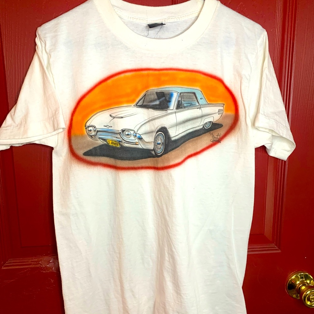 Vintage Single Stitch Air brush T shirt Ford Thunderbird by artist Lil Newt 1986